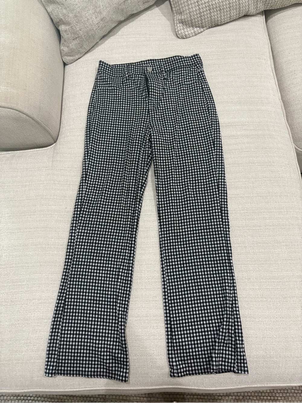 American Eagle Outfitters Black & White Gingham Wide-Leg Pants